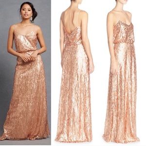 BHLDN Donna Morgan Courtney Dress 6 Rose Gold